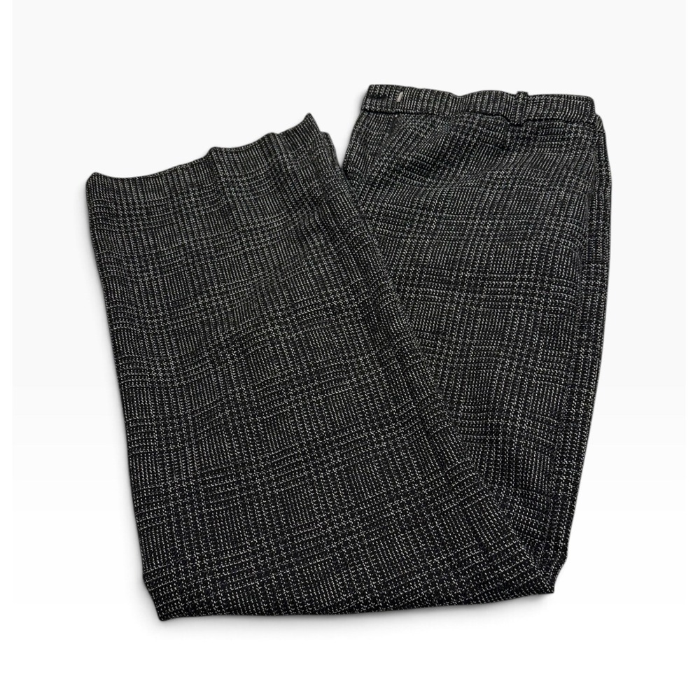 H&M Womens 12 Black White Plaid Wide Leg High Rise Dress Pants Trousers Workwear